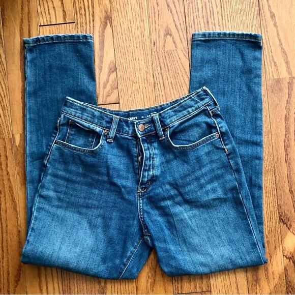 Old Navy O.G. Straight Leg High Rise Button-Fly Denim Blue Jeans Girl’s Size 16 - Picture 6 of 10